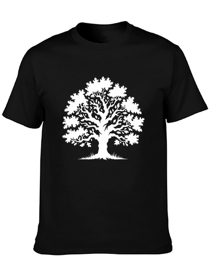 Nature Tree Graphic Tee - Black Casual T-Shirt