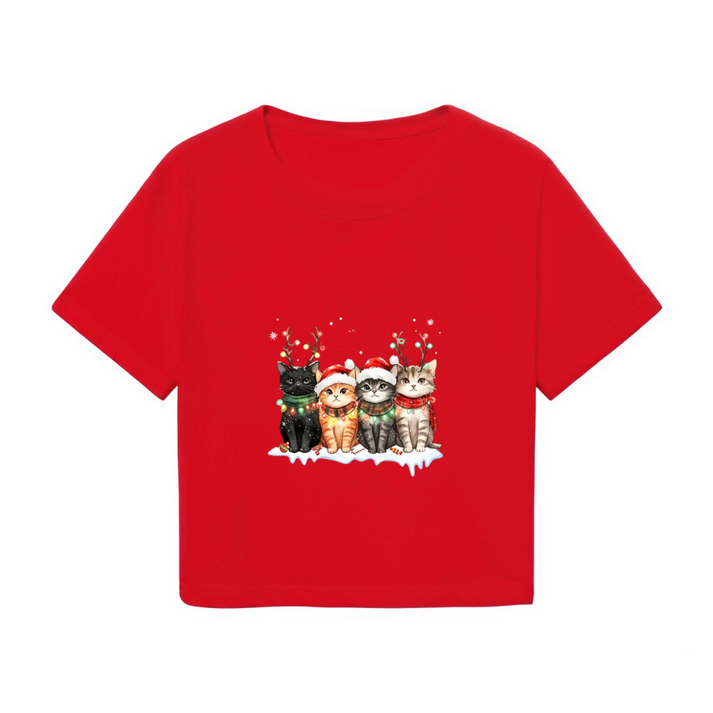 Adorable Xmas Kittens Cute Cat Christmas Graphic Crop Top
