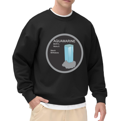 Aquamarine Birthstone Sweatshirt - March Birthstone Crystal Crewneck, Beryl Gemstone Info Pullover, Geology Lover Gift Sweatshirt, Mineral Top