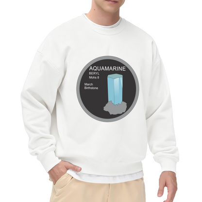 Aquamarine Birthstone Sweatshirt - March Birthstone Crystal Crewneck, Beryl Gemstone Info Pullover, Geology Lover Gift Sweatshirt, Mineral Top