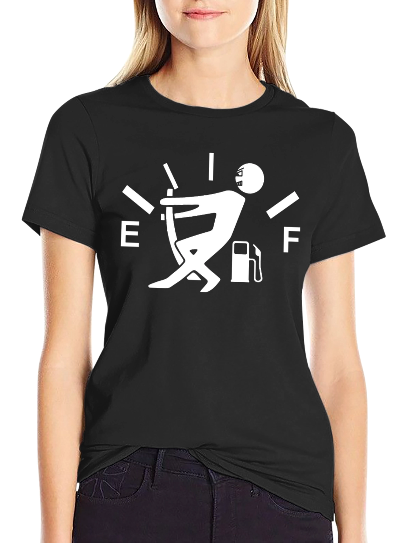 Humorous Fuel Gauge Mens Black T-Shirt