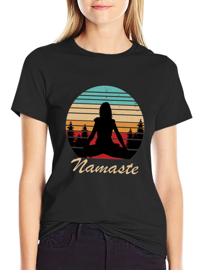 Namaste Yoga Pose Silhouette T-Shirt