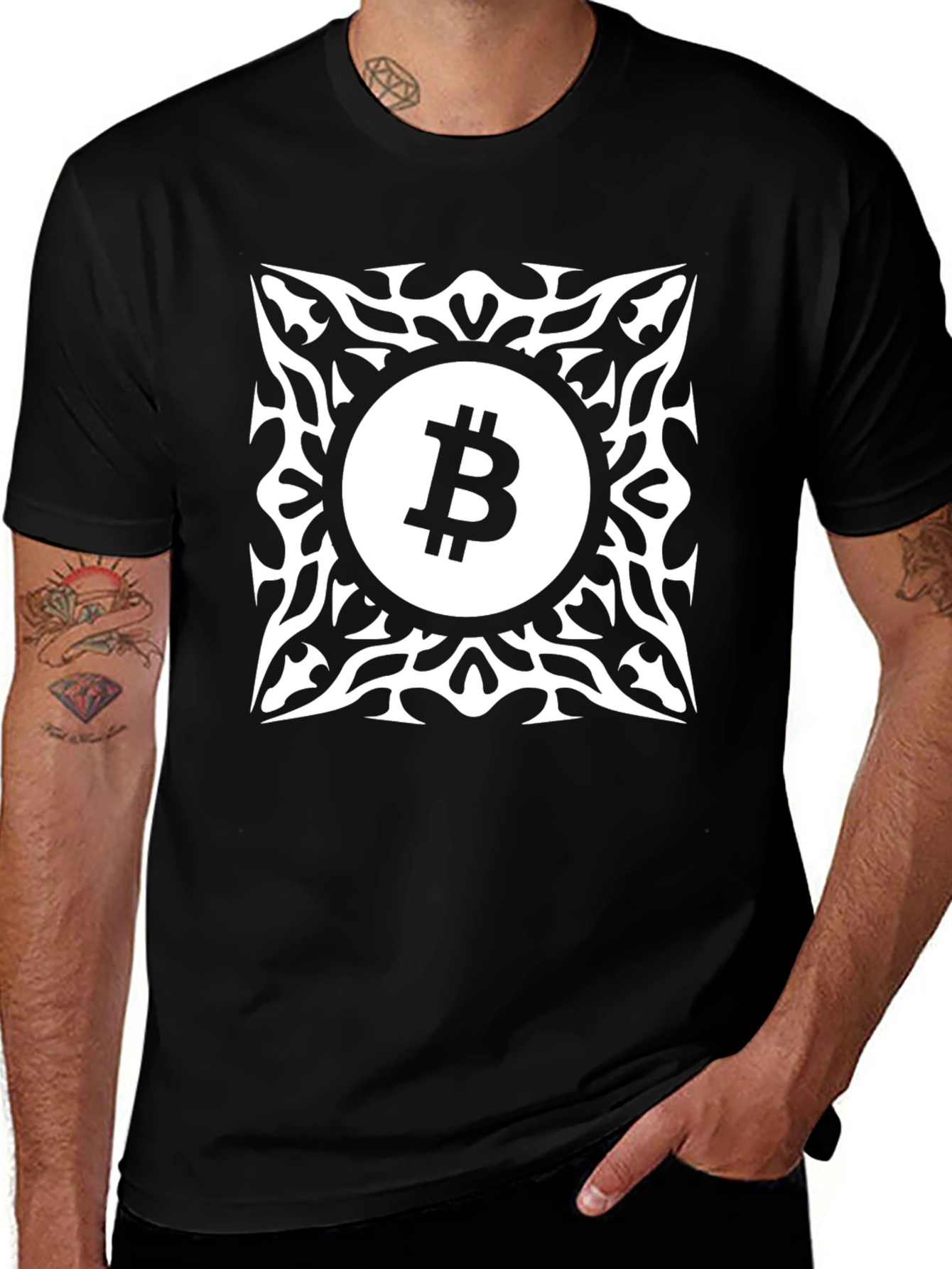 Bitcoin Tribal Graphic Tee - Crypto Fashion