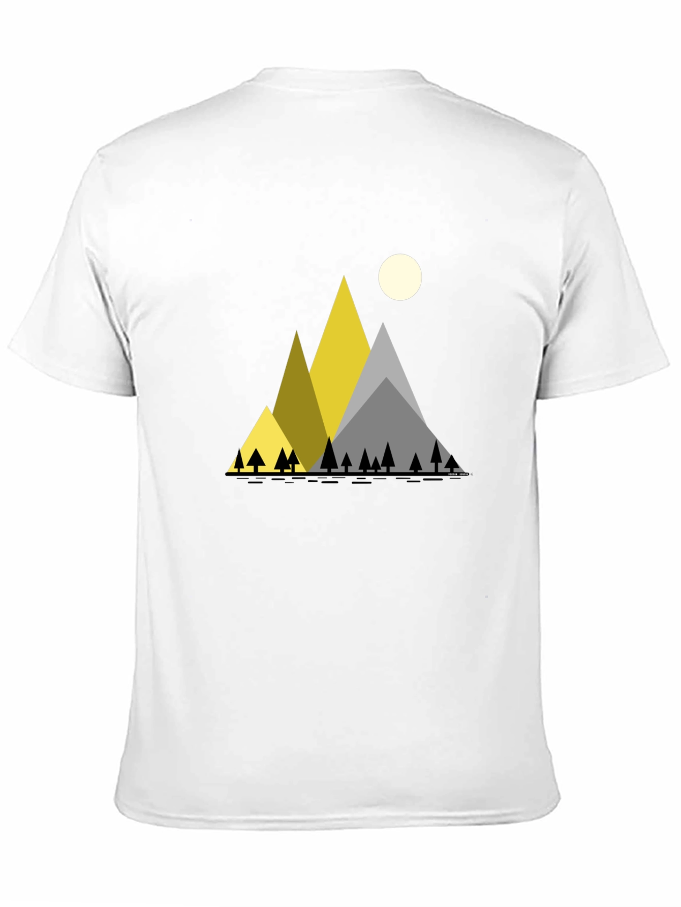 Geometric Mountain Scene Black T-Shirt