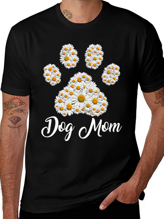 Dog Mom Daisy Paw Print T-Shirt