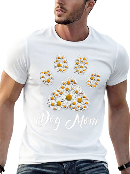 Dog Mom Daisy Paw Print T-Shirt