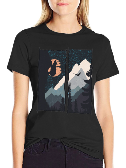 Mountain Wolf Graphic T-Shirt - Black