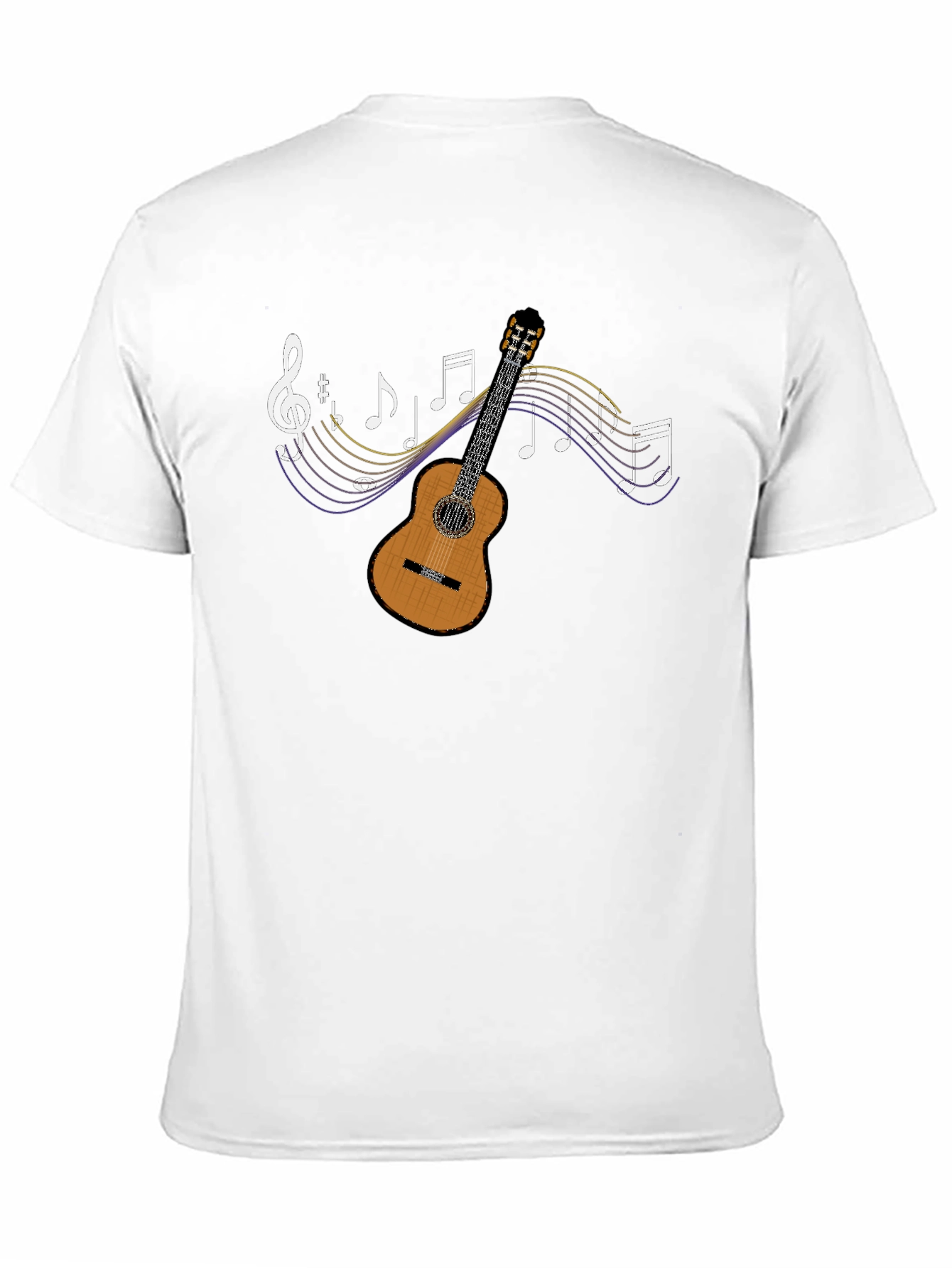Guitar and Music Note Graphic Tee - Black