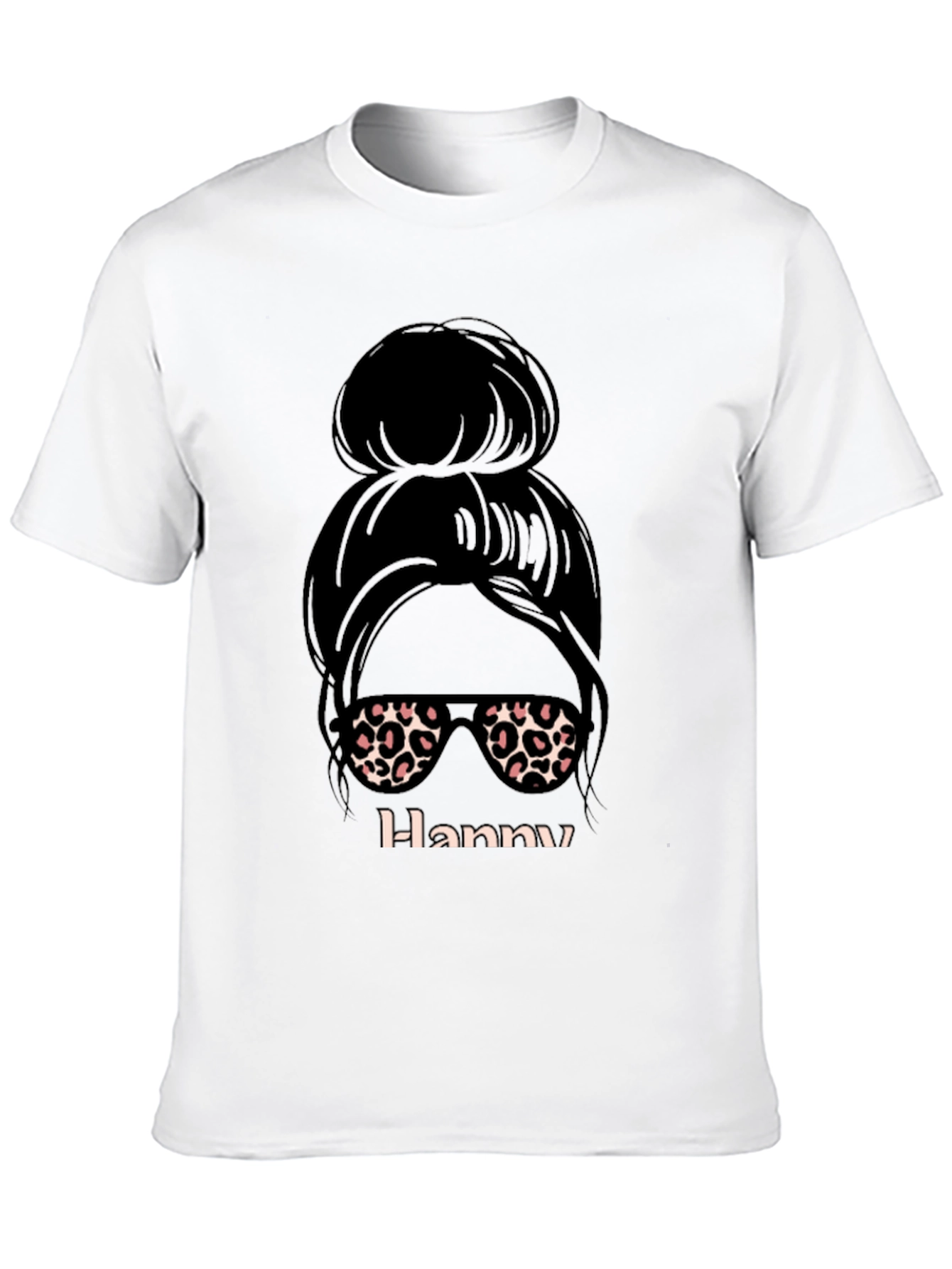 Hanny Messy Bun Leopard Print T-Shirt