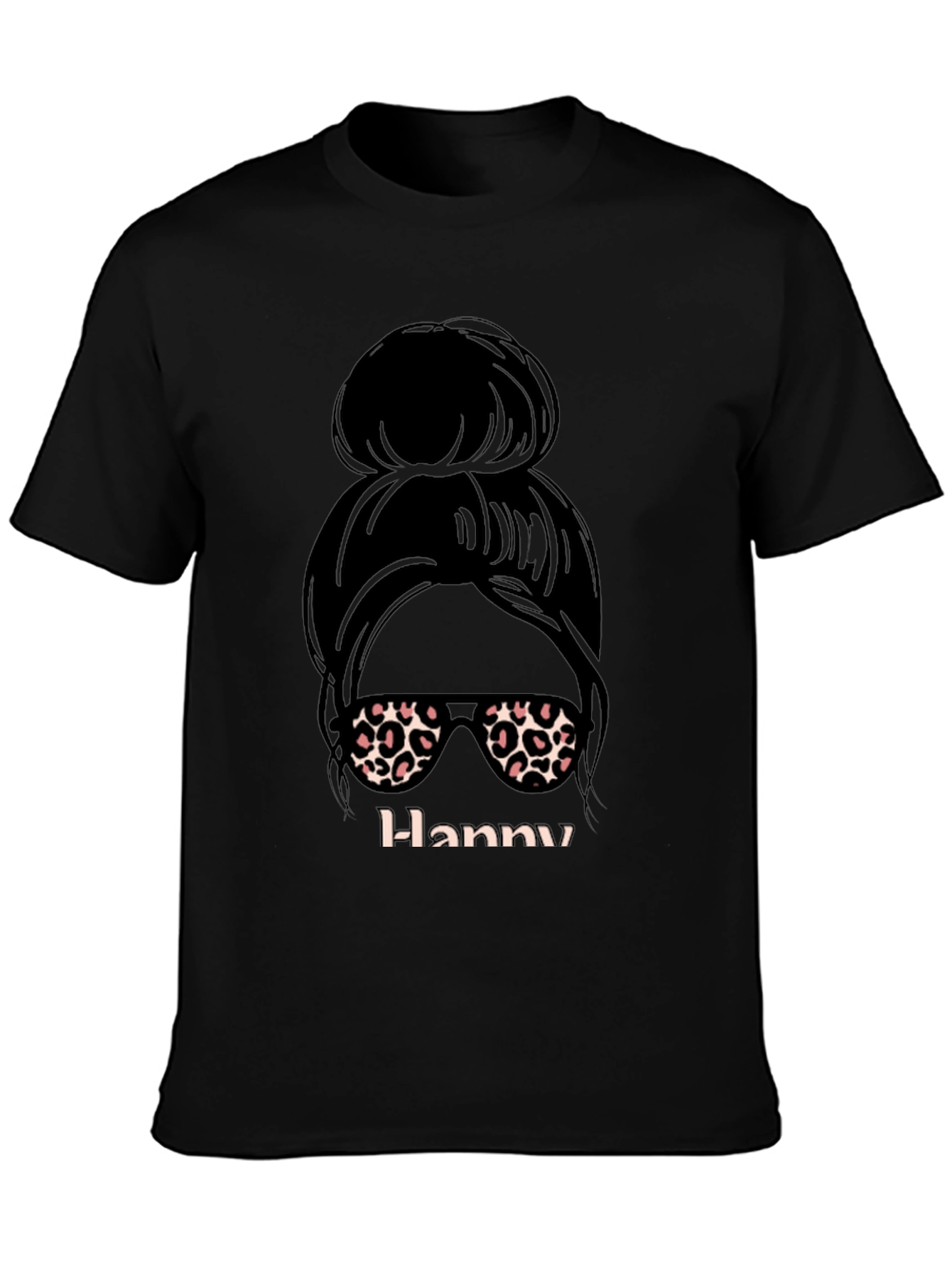 Hanny Messy Bun Leopard Print T-Shirt