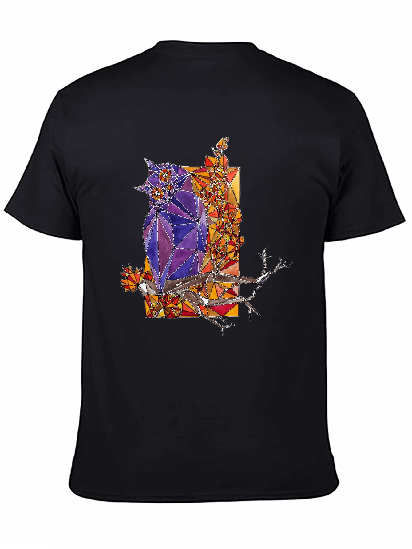 Abstract Owl Graphic Tee - Mens Black T-Shirt
