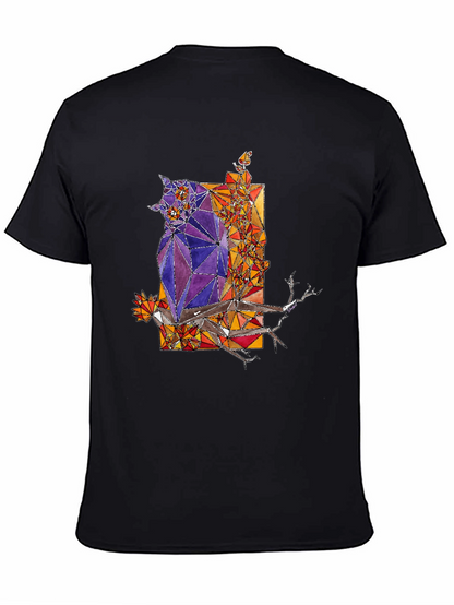 Abstract Owl Graphic Tee - Mens Black T-Shirt