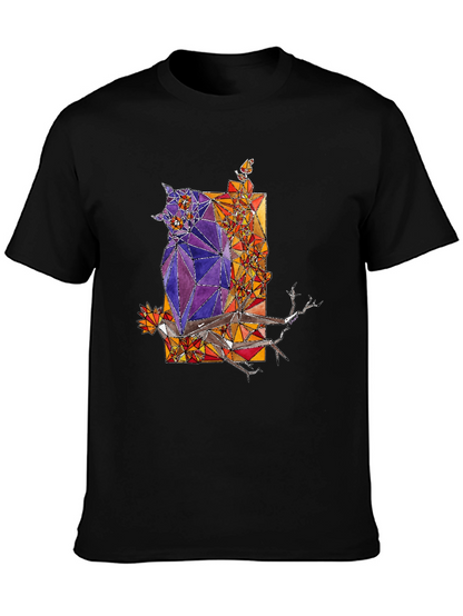 Abstract Owl Graphic Tee - Mens Black T-Shirt