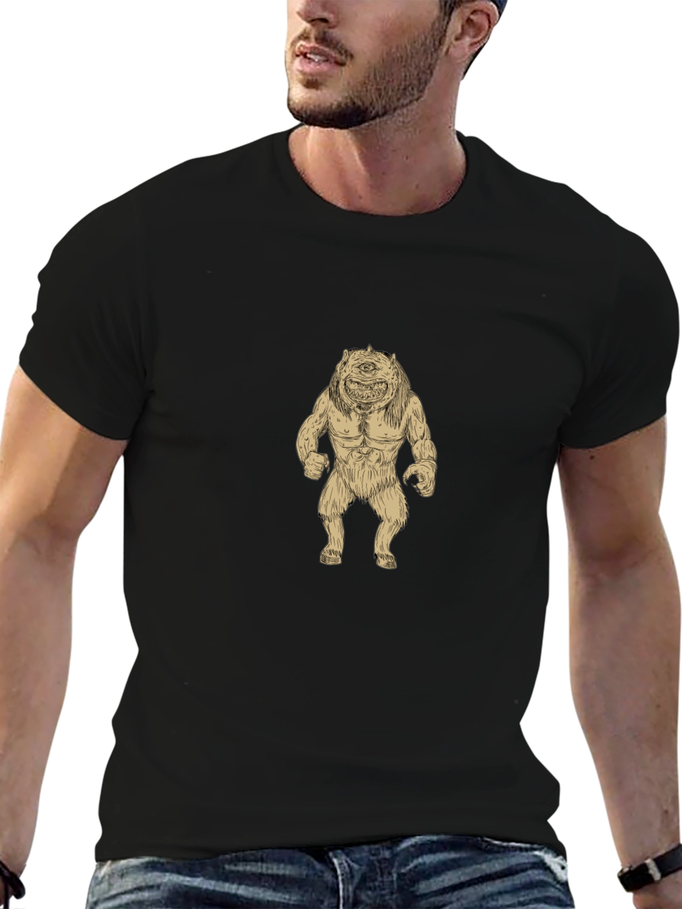 Monster Graphic Print Black Tee