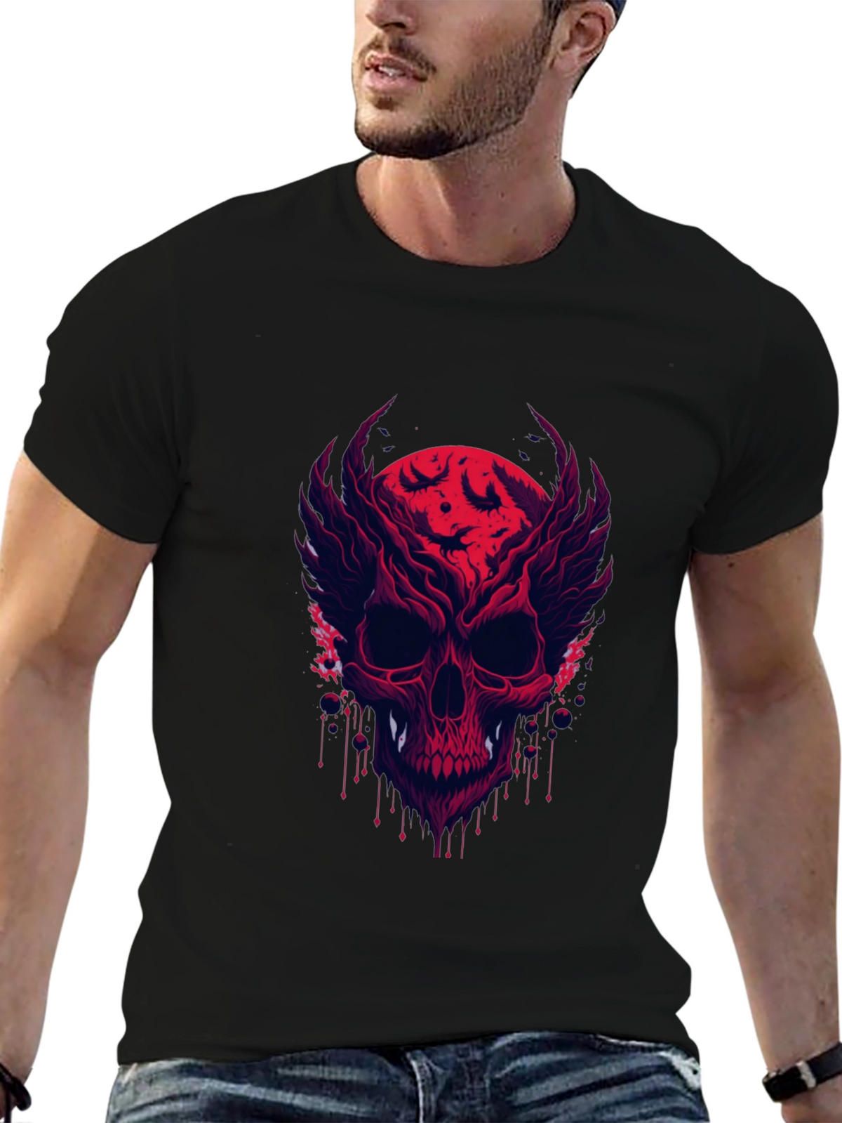 Skull & Bats Graphic Tee - Mens Black T-Shirt