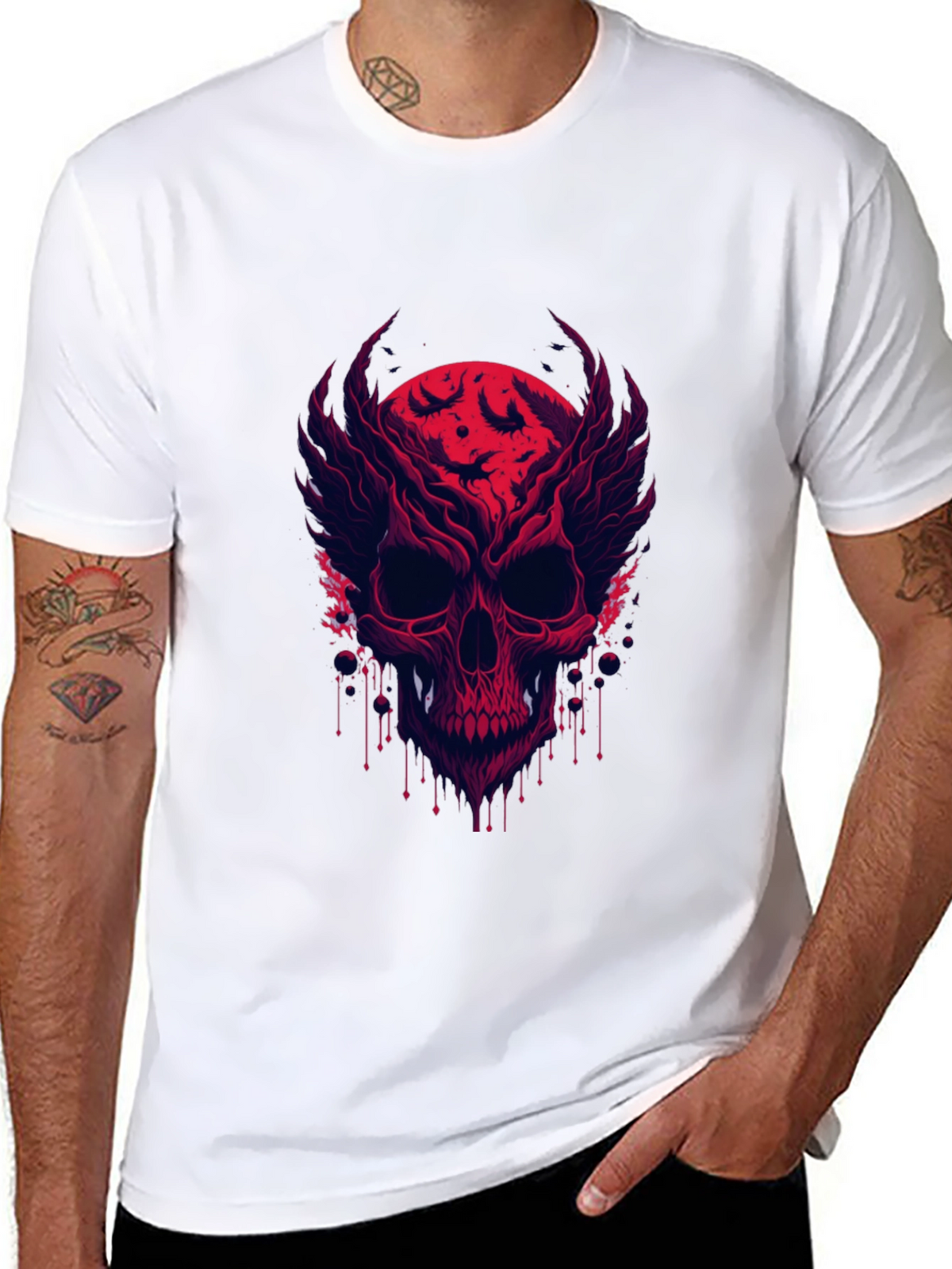 Skull & Bats Graphic Tee - Mens Black T-Shirt