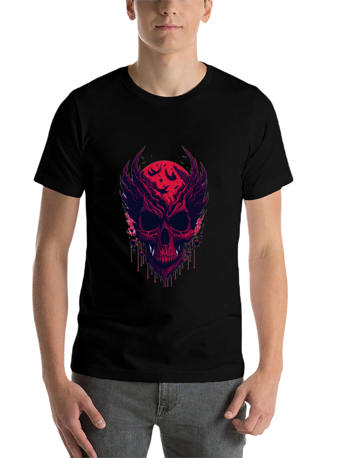 Skull & Bats Graphic Tee - Mens Black T-Shirt