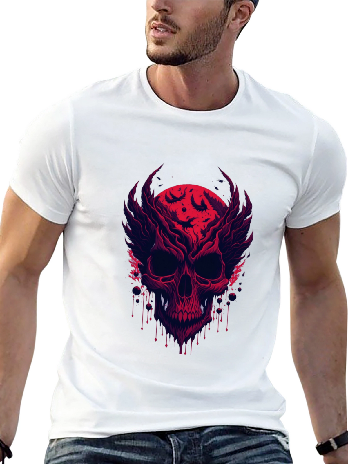 Skull & Bats Graphic Tee - Mens Black T-Shirt