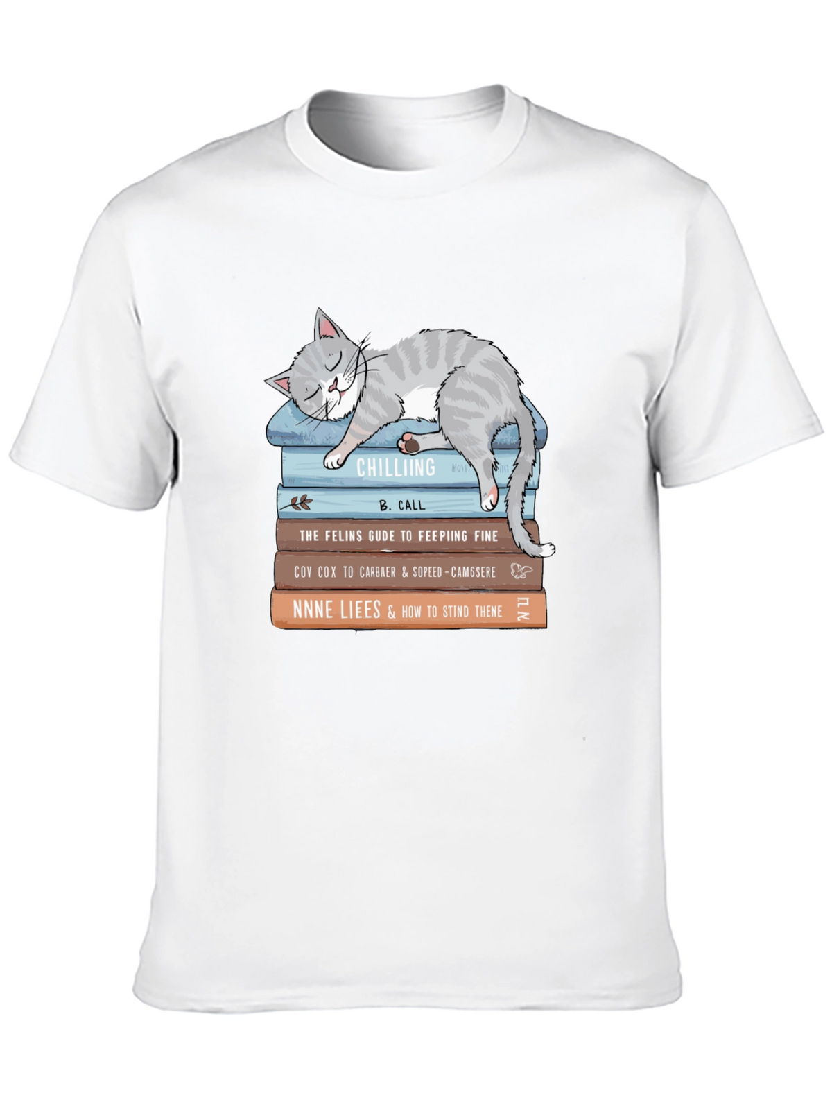 Cat Nap Books T-Shirt - Cute Feline Reading Tee
