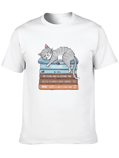 Cat Nap Books T-Shirt - Cute Feline Reading Tee