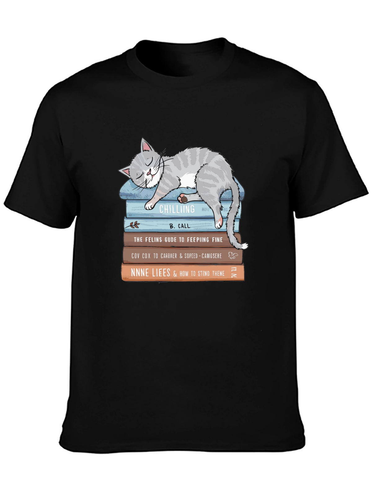 Cat Nap Books T-Shirt - Cute Feline Reading Tee