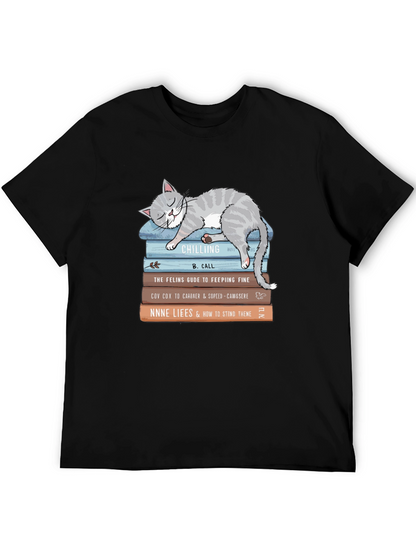 Cat Nap Books T-Shirt - Cute Feline Reading Tee