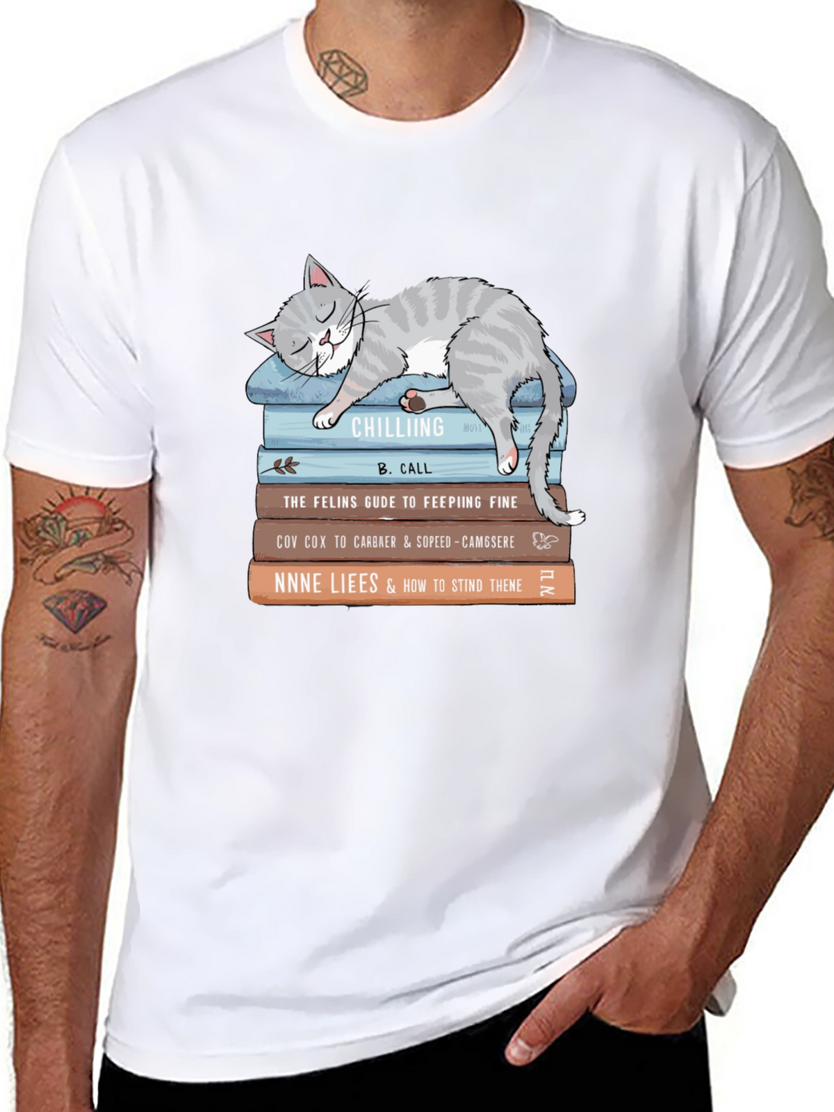 Cat Nap Books T-Shirt - Cute Feline Reading Tee