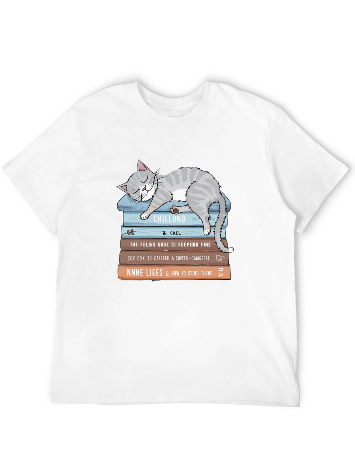 Cat Nap Books T-Shirt - Cute Feline Reading Tee