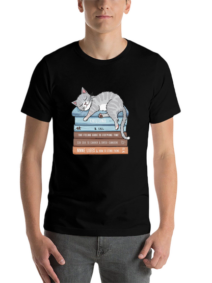 Cat Nap Books T-Shirt - Cute Feline Reading Tee