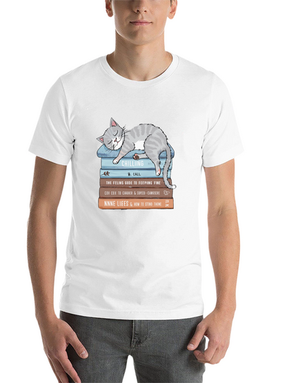 Cat Nap Books T-Shirt - Cute Feline Reading Tee