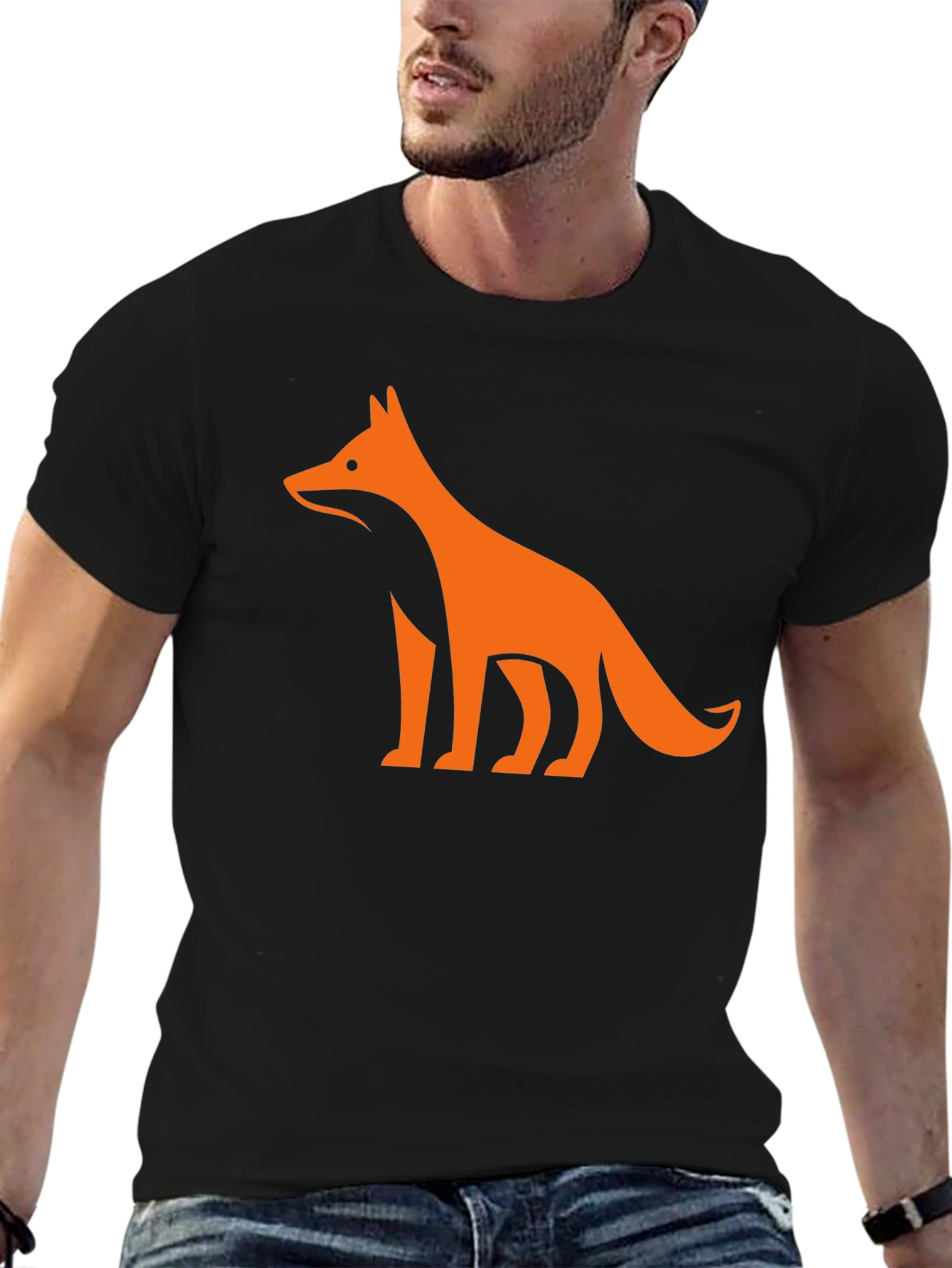 Modern Fox Graphic Tee - Black Casual Shirt