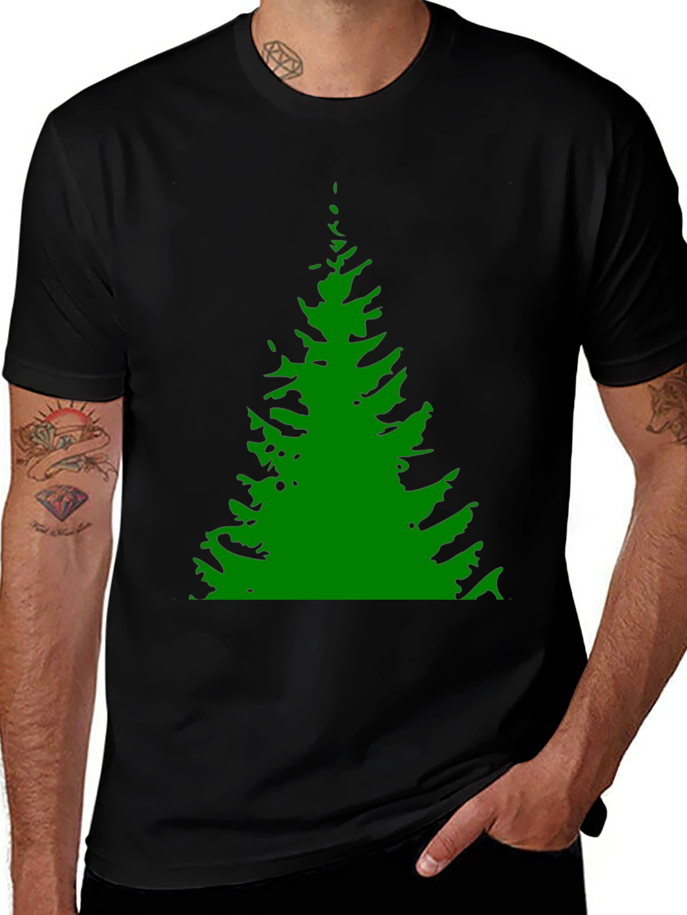 Green Tree Graphic Tee - Black Casual Shirt