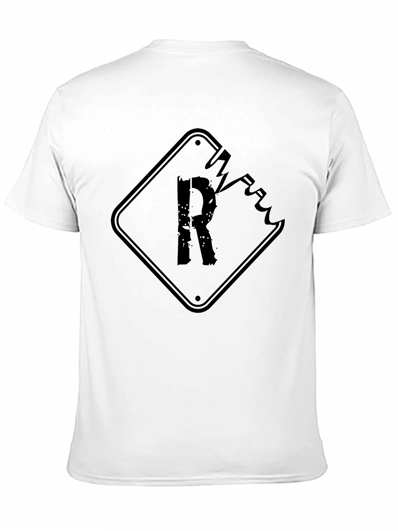 Distressed R Graphic Tee - Black Cotton T-Shirt