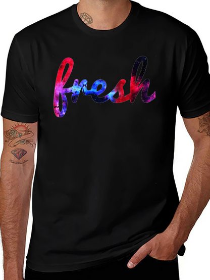 Fresh Graphic Tee - Galaxy Design Black T-Shirt