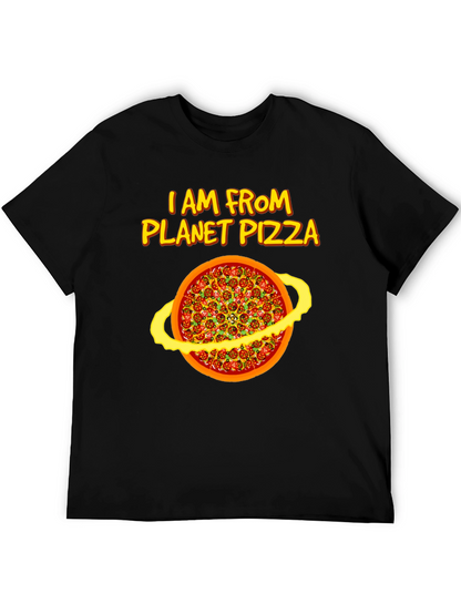 Planet Pizza Graphic Tee - Black Cotton T-Shirt