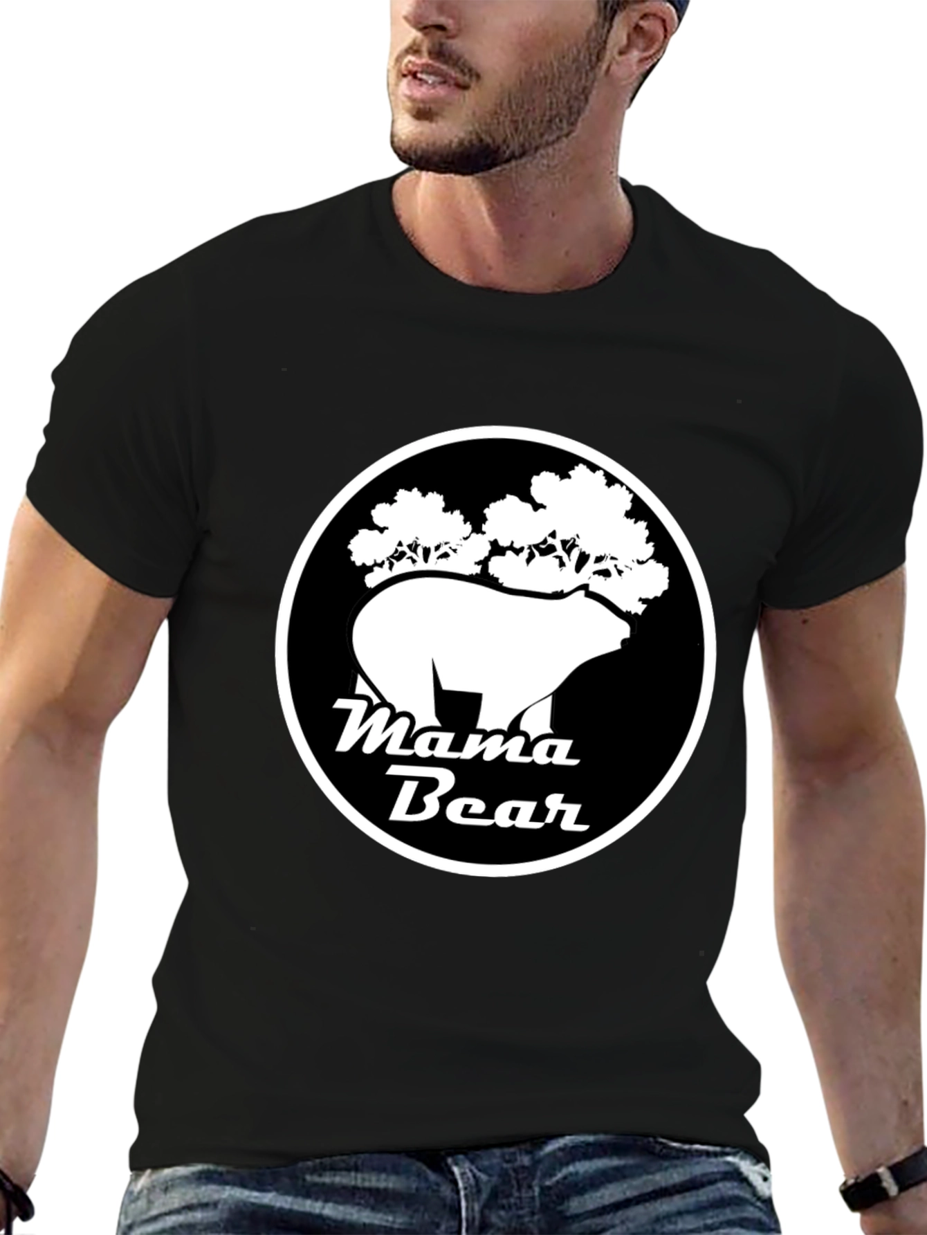 Mama Bear Graphic Tee - Black Cotton Shirt
