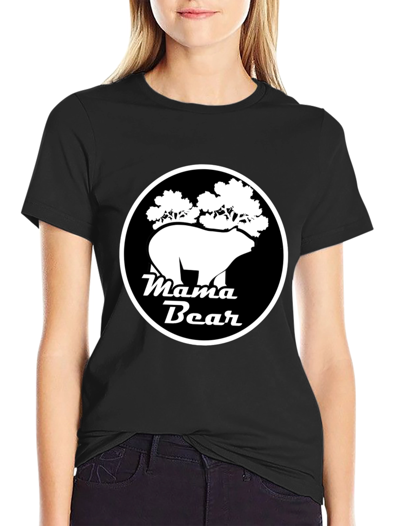 Mama Bear Graphic Tee - Black Cotton Shirt