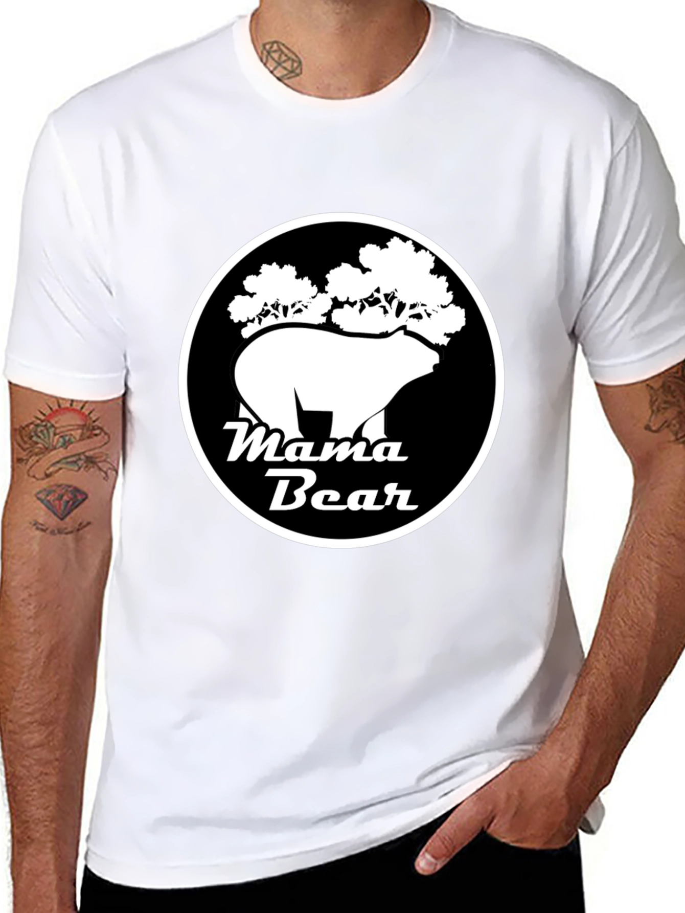 Mama Bear Graphic Tee - Black Cotton Shirt