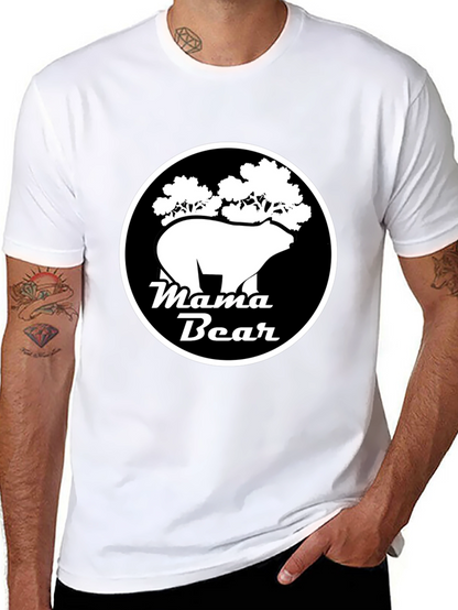Mama Bear Graphic Tee - Black Cotton Shirt