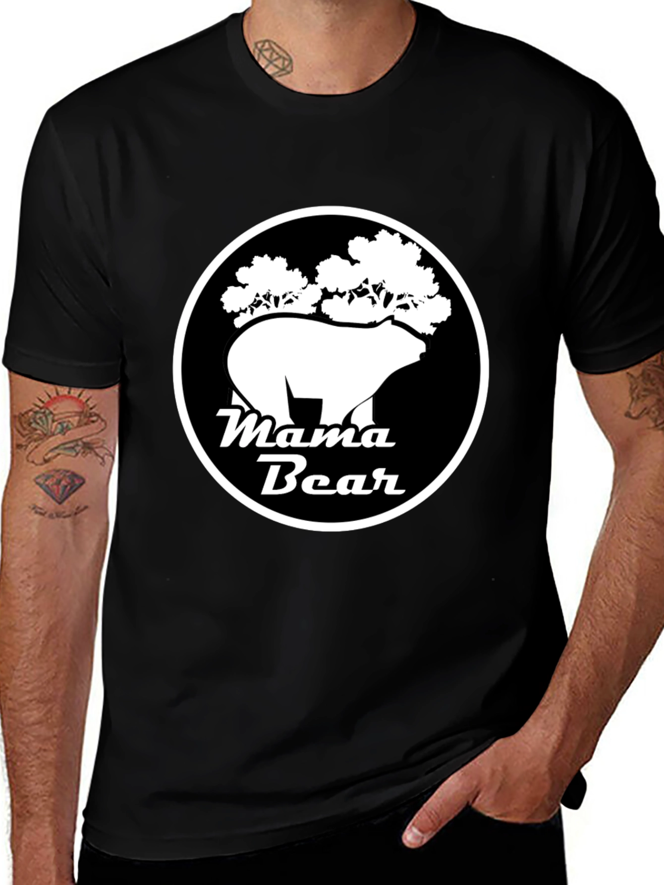 Mama Bear Graphic Tee - Black Cotton Shirt