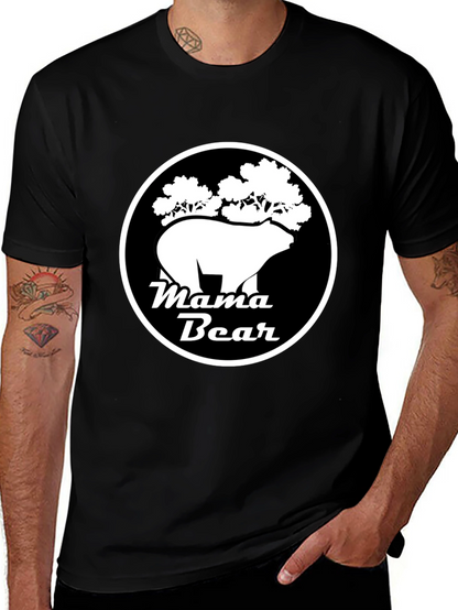 Mama Bear Graphic Tee - Black Cotton Shirt