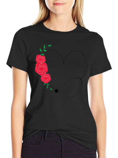 Nurse Heart Stethoscope Graphic T-Shirt