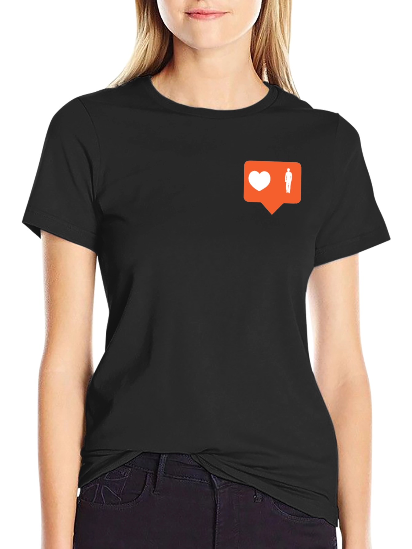 Trendy Black Tee with Social Media Icon