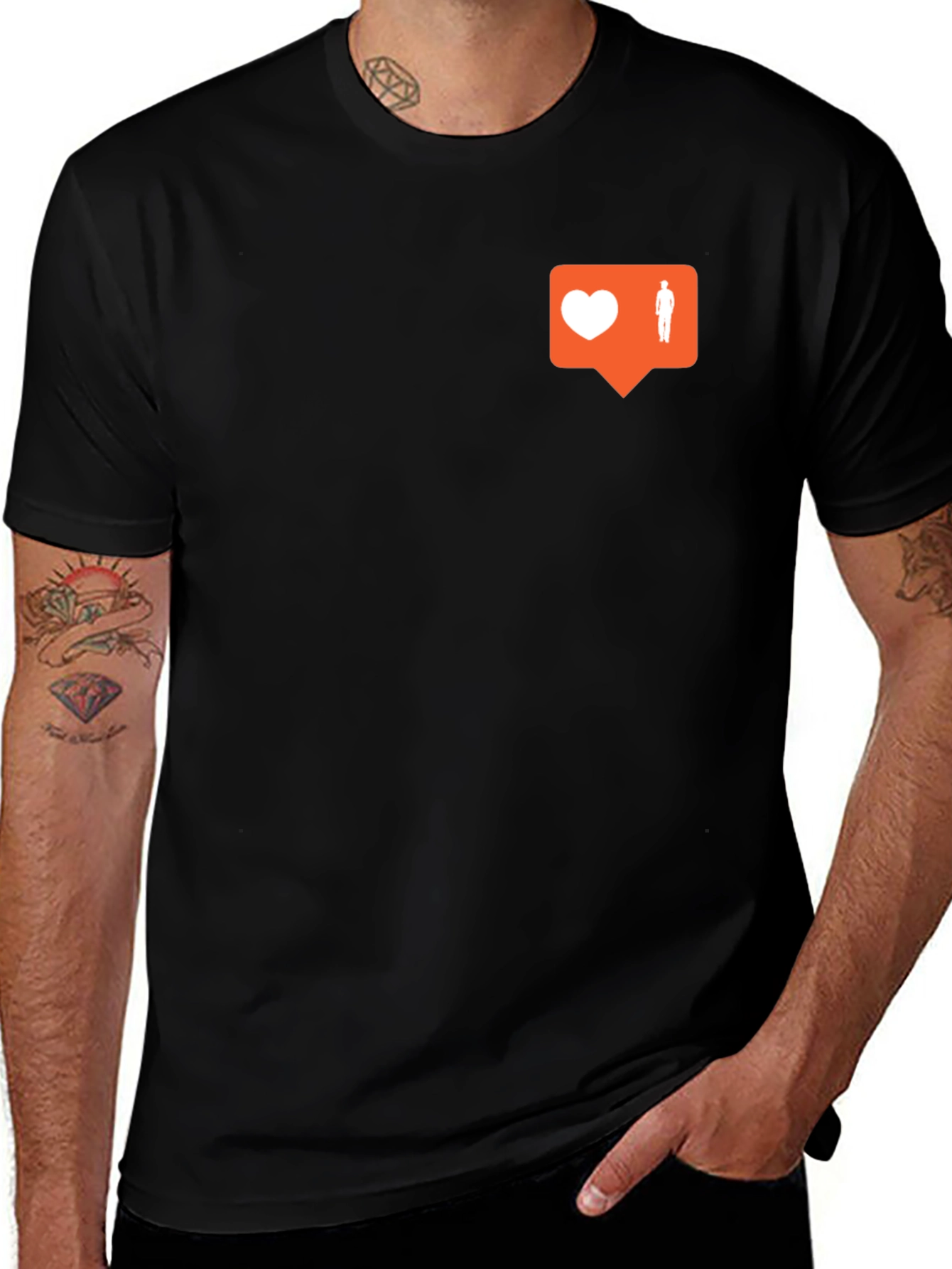 Trendy Black Tee with Social Media Icon