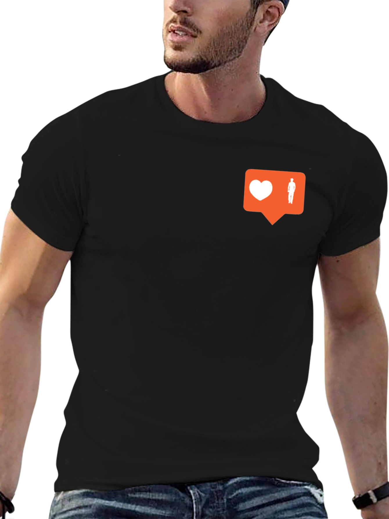 Trendy Black Tee with Social Media Icon
