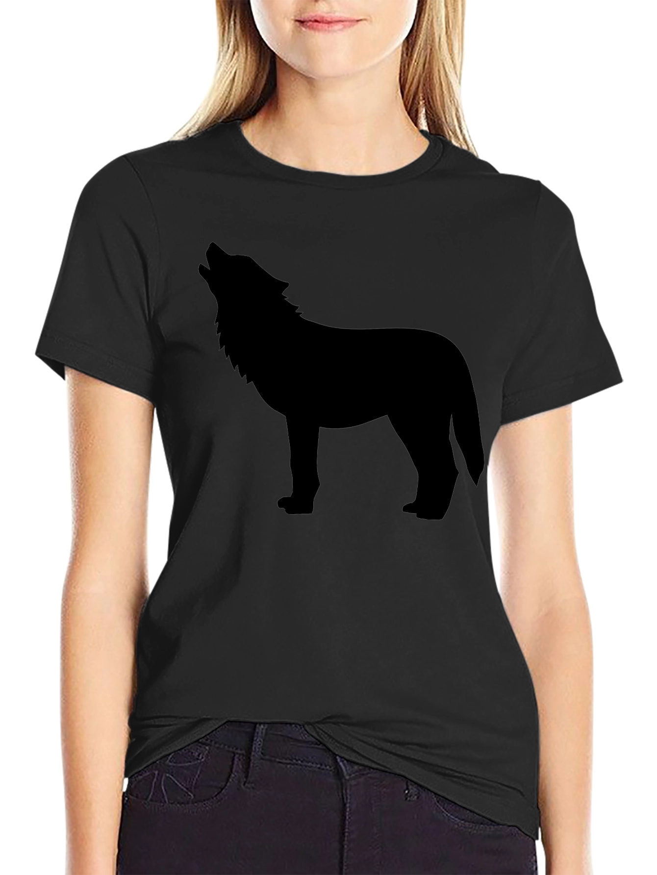 Wolf Silhouette Black Graphic Tee