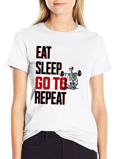 Eat Sleep Go To Gym Repeat Black Graphic Tee