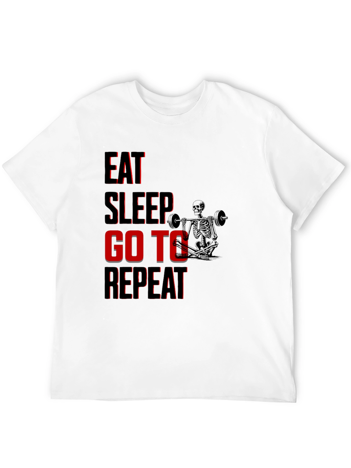 Eat Sleep Go To Gym Repeat Black Graphic Tee