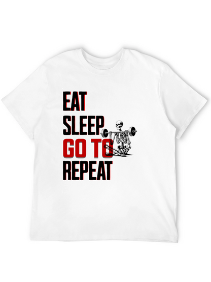 Eat Sleep Go To Gym Repeat Black Graphic Tee