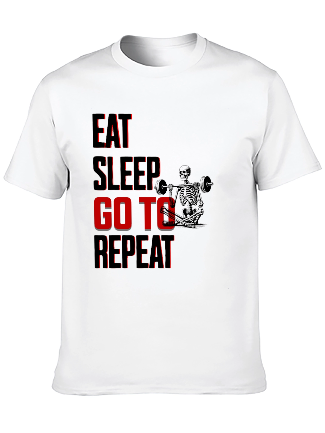 Eat Sleep Go To Gym Repeat Black Graphic Tee